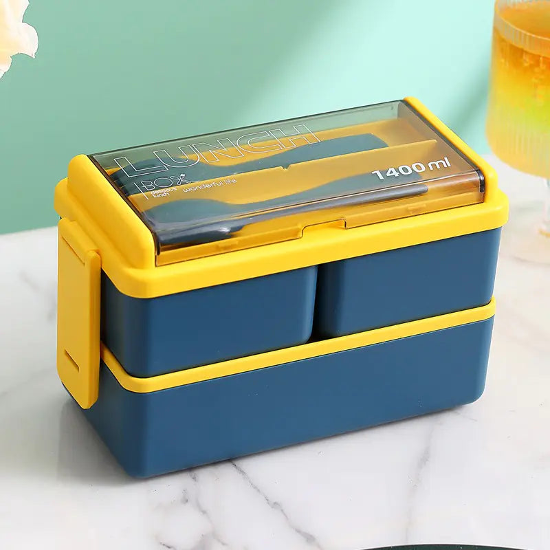 Microwavable Double Layer Plastic Lunch Box Set