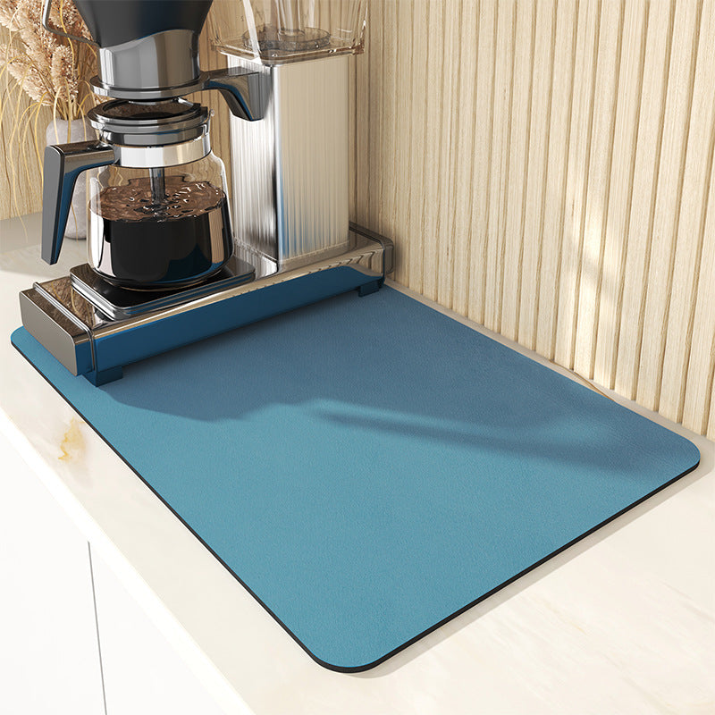 Super Absorbent Dish Drying Mat - 16"x18" Heat Resistant Drainer with Non-Slip Rubber Backed, Hide Stains, Perfect for Kitchen Counters, Restaurants, and Cafes