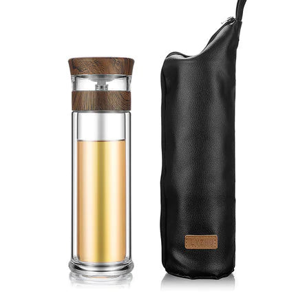 Green Pearl Double Layer Glass Tea Infuser Cup