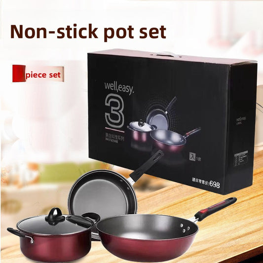 Non-Stick Cookware Set Multi-Purpose Fine Iron Pots & Frying Pan with Gift Packaging