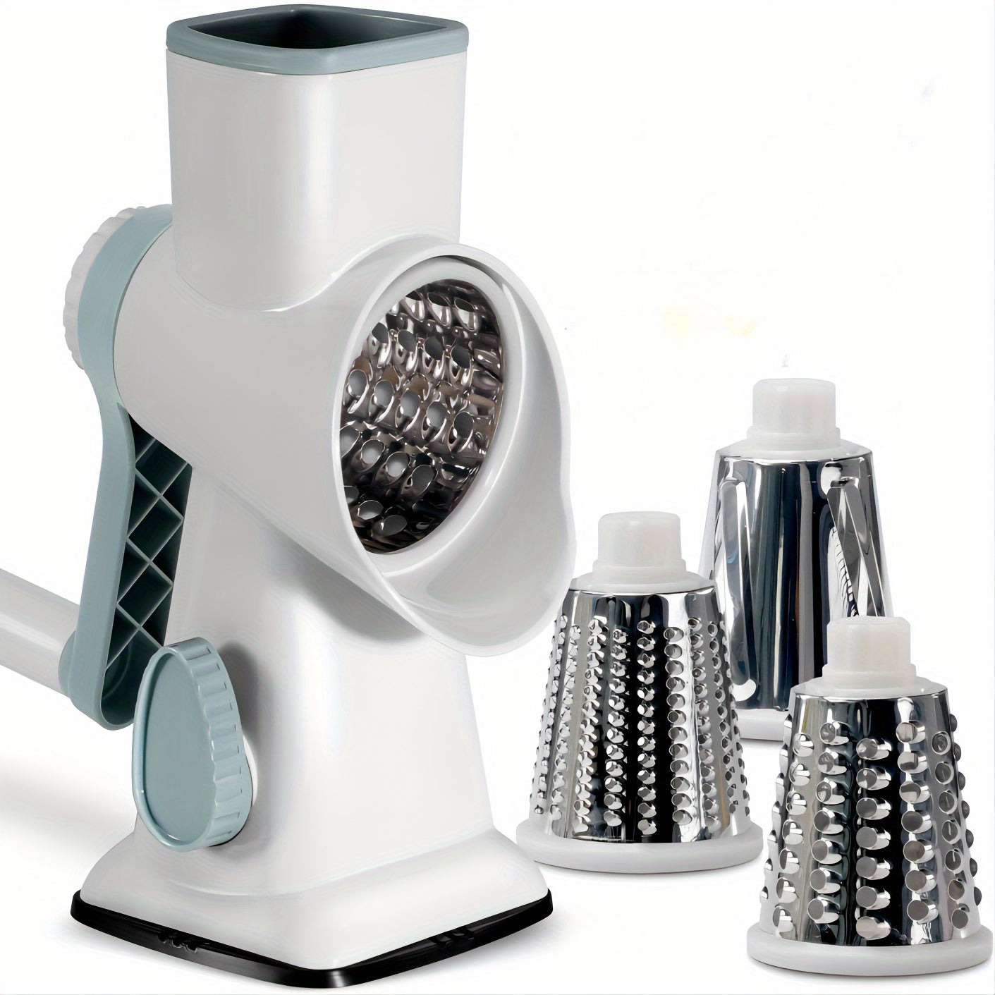 3-Blade Manual Cheese Grater - Effortless Slicing for Cheese, Vegetables, Nuts, and More with Interchangeable Blades - A Must-Have Kitchen Essential for Home Cooks and Foodies