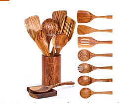 Japanese Non-Stick Wooden Spatula and Spoon Set