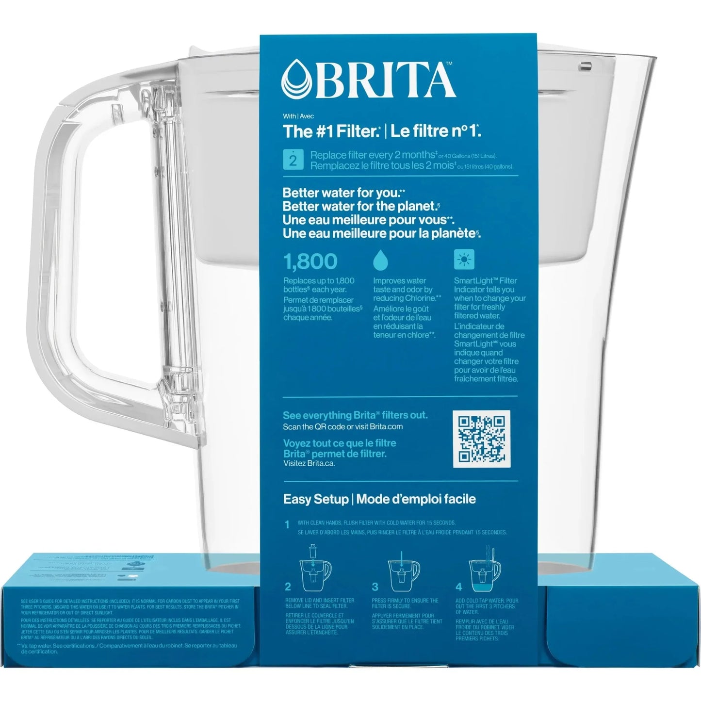 Small 6 Cup Bright White Water Filter Pitcher with Standard Filter, BPA-Free for Clean Drinking Water, Compact Fridge Design