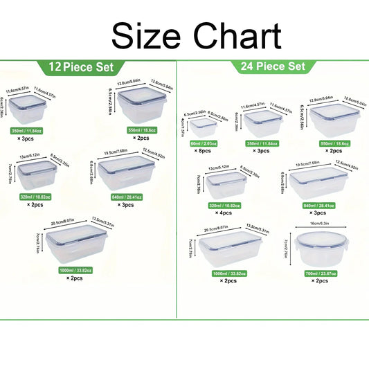 24-Piece Refrigerator Food Storage Jar Set – Airtight, Microwaveable & Transparent
