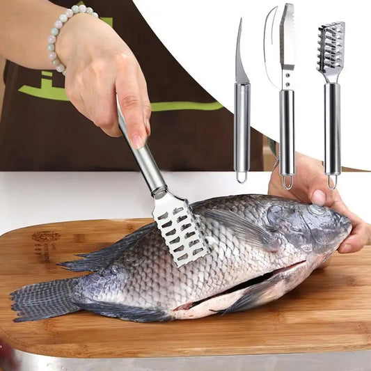 Fish Scale Remover Knife Picking shrimp thread Stainless Scaler for Fish Cleaning Tools Fish Skin Brush Tongs Kitchen Tweezers
