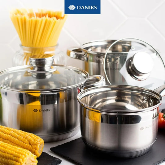 9-Piece Stainless Steel Induction Cookware Set with Glass Lids
