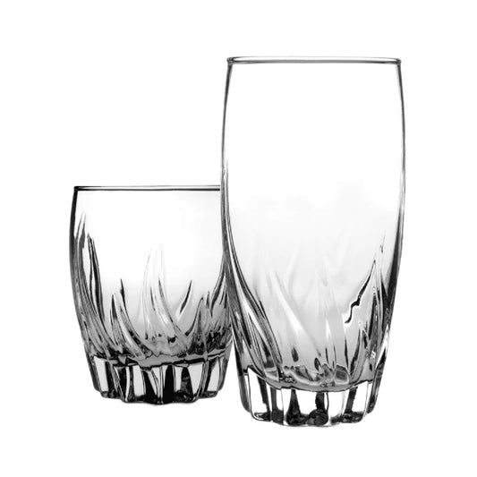 12-Piece Clear Glassware Set | Rocks & Highball Drinking Glasse