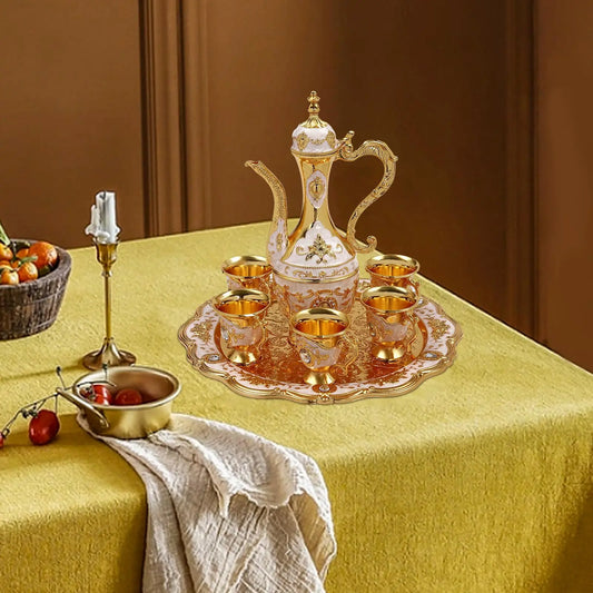 Turkish Tea Set, Vintage Turkish Coffee Cups Set with Pot and 6 Cups, Turkish Tea Glasses for Home Decor Birthday Christmas House
