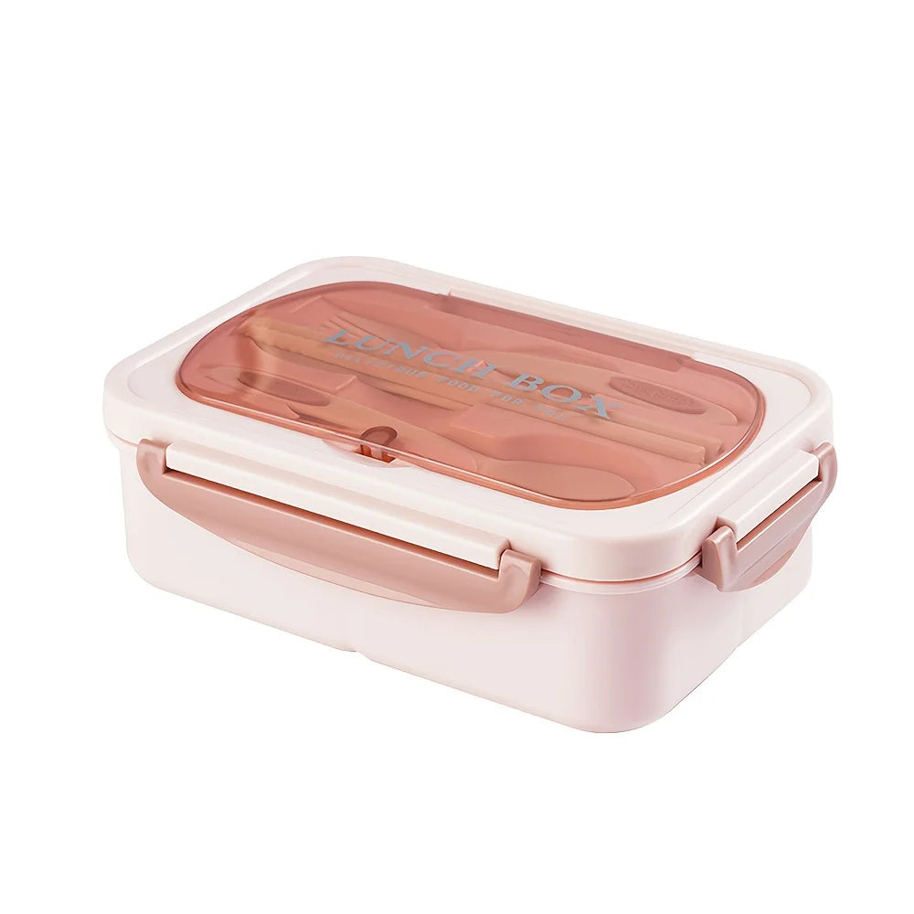 Leak-Proof Square Lunch Box with Utensils – Microwave-Safe Food Container for Office Workers, Students & Kitchen Storage