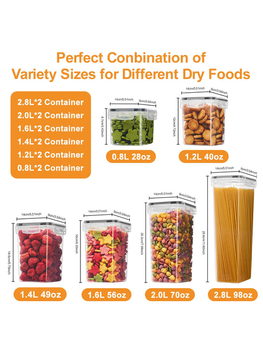 24pcs,Sealed food storage containers with LIDS - lunch boxes ideal for organizing and storing grains, rice, pasta, tea, nuts