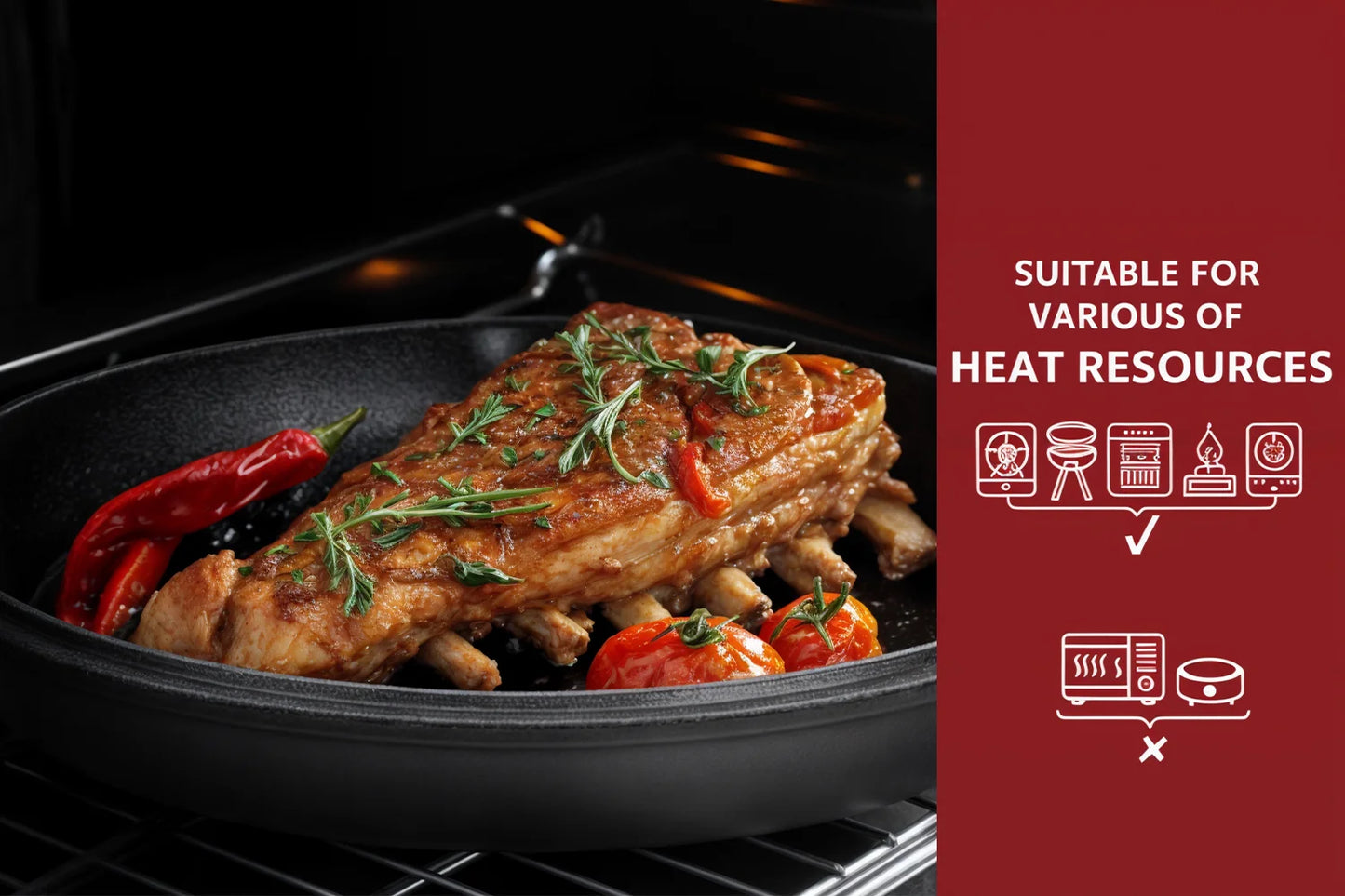 Dutch Oven & Skillet Combo,Preseasoned Cast Iron Cookware Set,2-In-1 Multi Cooker - Deep Pot + Frying Pan,Works for Bread, Indoo