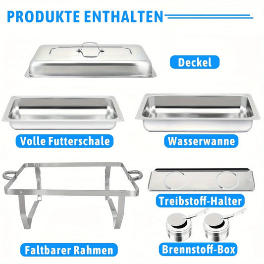 4 Pack 8QT Chafing Dish Buffet Set Stainless Steel Food Warmer Chafer Complete Chafing Fuel Holder for Party Catering,
