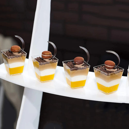 60ml Mini Dessert Cups with Spoons – Reusable Square Tasting Bowls for Pudding, Yogurt, Appetizers & Party Desserts