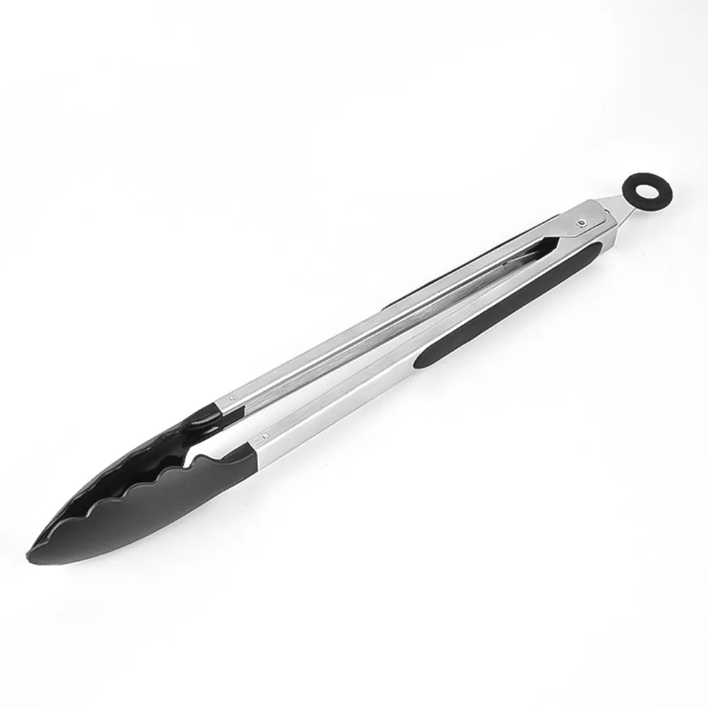 Stainless Steel BBQ Grilling Tongs – Anti-Scalding Food Clip & Non-Stick Serving Tool for Bread, Salad, Kitchen & Barbecue