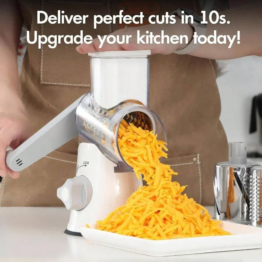 1pc Highly efficient and versatile Vegetable and Fruit Slicer Grater - benchtop drum cutter with drum design for fast, even shre