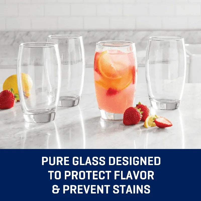 8-Piece Clear Drinking Glass Set – Heavy Base Dishwasher-Safe Everyday Glassware