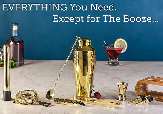 Cocktail Bar set Mixology Bartender Kit: 10-Piece Bar Tool Set with Stylish Bamboo Stand