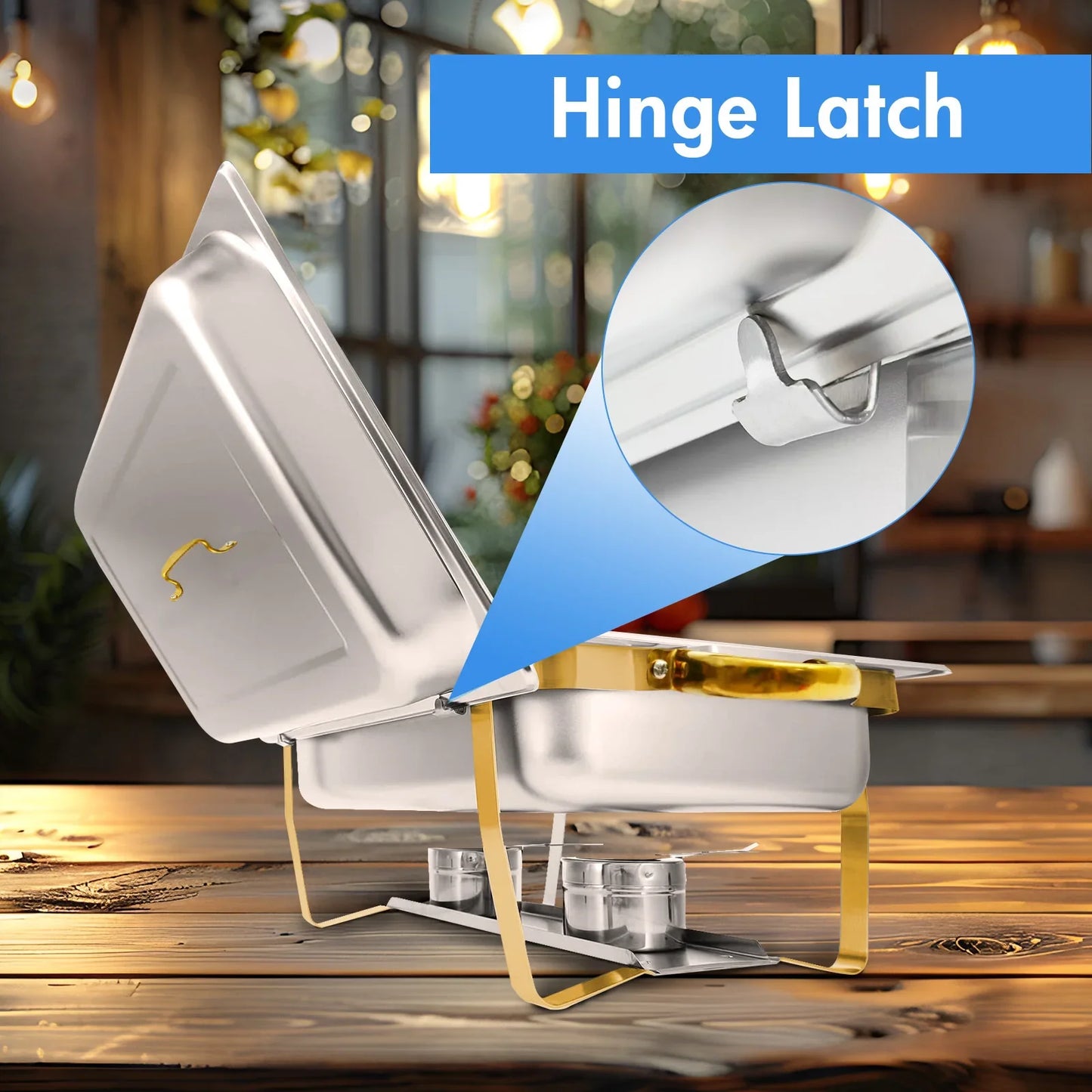 4-Pack 8QT Stainless Steel Chafing Dish Buffet Set – Food Warmers with Fuel Holders