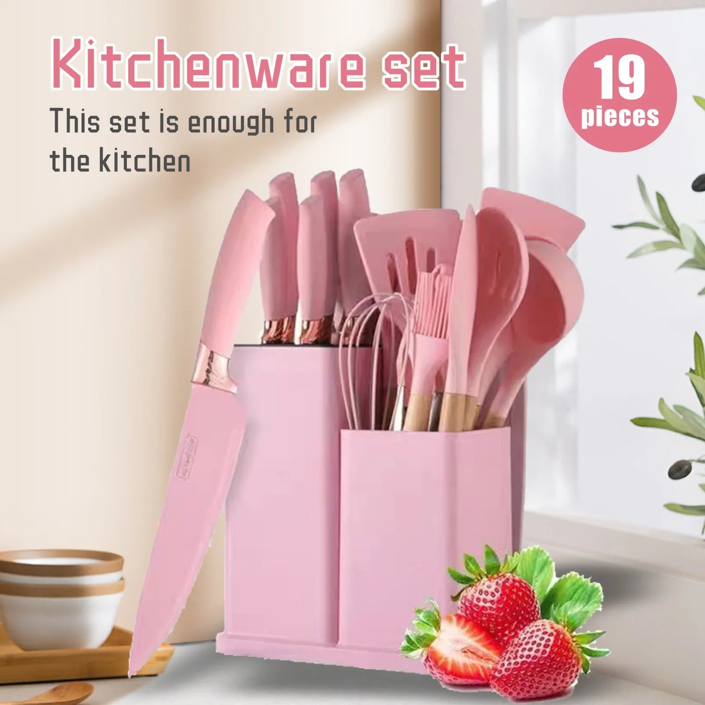 19-Piece Kitchen Knife Set with Knife Holder – Professional High Carbon Stainless Steel Cooking Knives