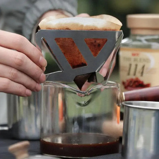 Portable Foldable Stainless Steel Coffee Filter โ Reusable Paperless Pour-Over Dripper, Easy-Clean Coffee Funnel & Travel Holder