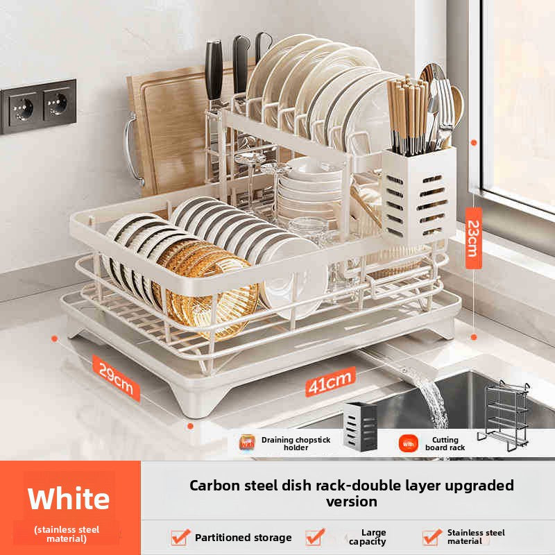 Stainless Steel Multifunctional Dish Rack ? Removable Design with Drainage Tray & Storage Holders