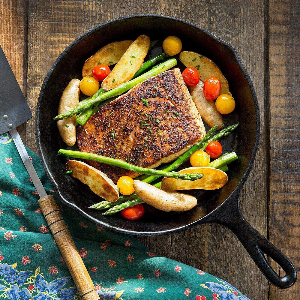 Set of 3 Cast Iron Nonstick Skillet & Griddle Cooking Pans (Pre-Seasoned)