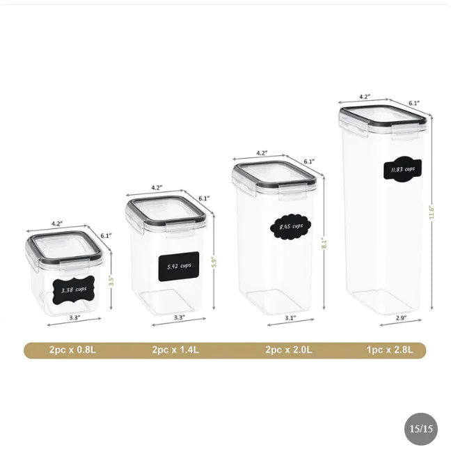 24-Piece Food Storage Container Set for Cereals, Snacks & Kitchen Organization