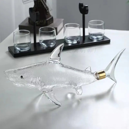 Glass Shark Wine Decanter Set – High Borosilicate Shark-Shaped Decanter & Glasses