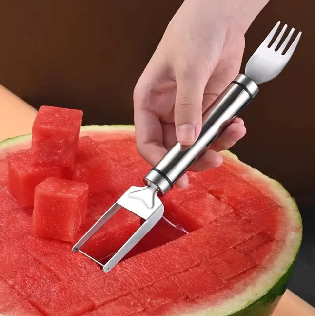 Stainless Steel Watermelon Slicer & Fork | Multifunction Fruit Tool