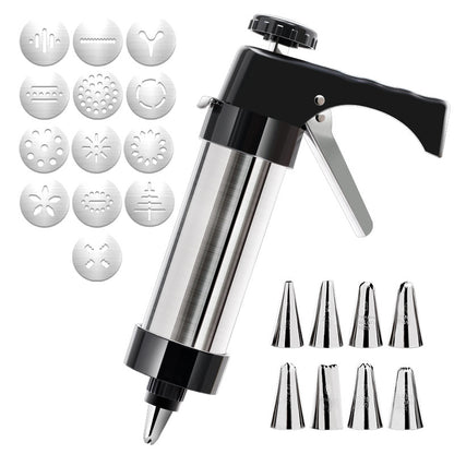 Stainless Steel Cookie & Pastry Press ? Multi-Nozzle Decorating Set for Home Baking