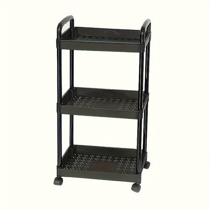 3-Tier Large Capacity Rolling Cart with Lockable Wheels - Spacious Storage Solution for Office, Bathroom, Kitchen Organization - Durable Matte Finish in White, Black, Blue, or Yellow