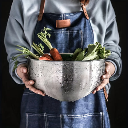Stainless Steel Colander Strainer with Fine Mesh - Slant Bottom Draining Bowl for Rice, Vegetables, Fruits, Beans, and Pasta Washing, Kitchen Colander with Quick Drain Design, Food-Safe Material