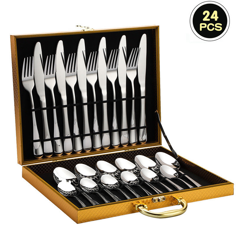 24-Piece 410 Stainless Steel Cutlery Set ? Mirror Polished Flatware for 6 People with Gift Packaging