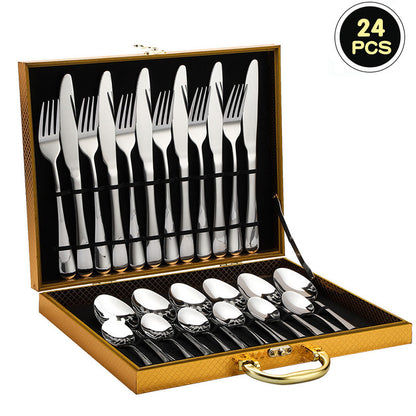 24-Piece 410 Stainless Steel Cutlery Set ? Mirror Polished Flatware for 6 People with Gift Packaging
