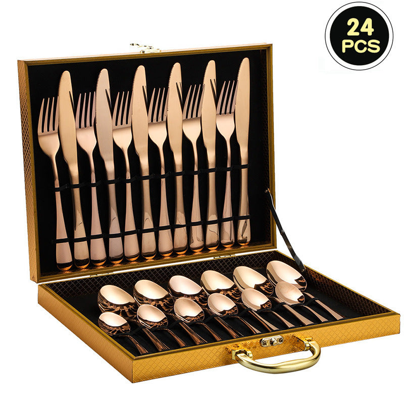 24-Piece 410 Stainless Steel Cutlery Set ? Mirror Polished Flatware for 6 People with Gift Packaging