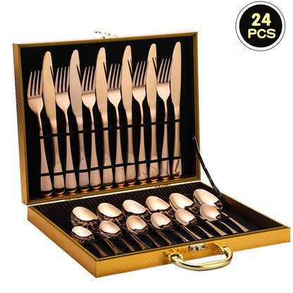 24-Piece 410 Stainless Steel Cutlery Set ? Mirror Polished Flatware for 6 People with Gift Packaging