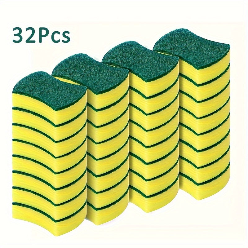 8/16/32pcs, Multifunctional Cleaning Sponge, Double-Sided Scouring Pad For Household Cleaning, Dishwashing Sponge, Premium Kitchen Sponge, Durable Non-scratch Sponge Wipe, Super Absorbent, Cleaning Supplies, Cleaning Tool