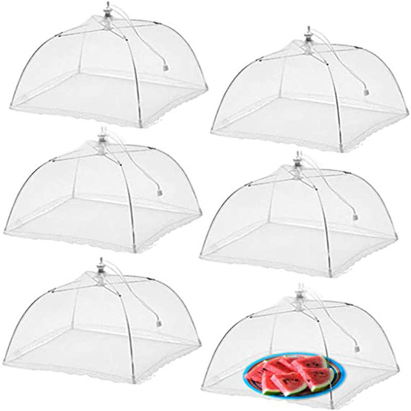 Foldable Food Cover ? Fly-Proof & Dust-Proof Mesh with Decorative Lace Edge