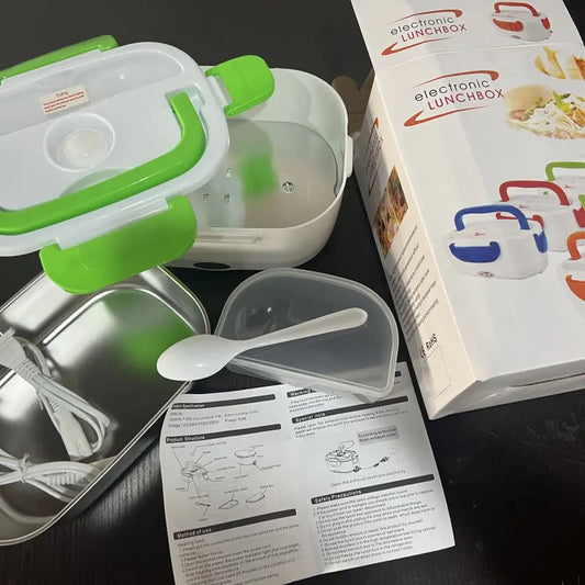 Double-Layer Stainless Steel Heated Lunch Box – Portable Electric Food Warmer