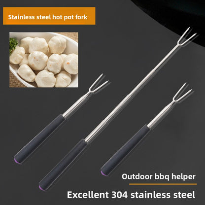 Retractable Stainless Steel Fondue & BBQ Fork ? Extendable Multi-Purpose Kitchen Tool