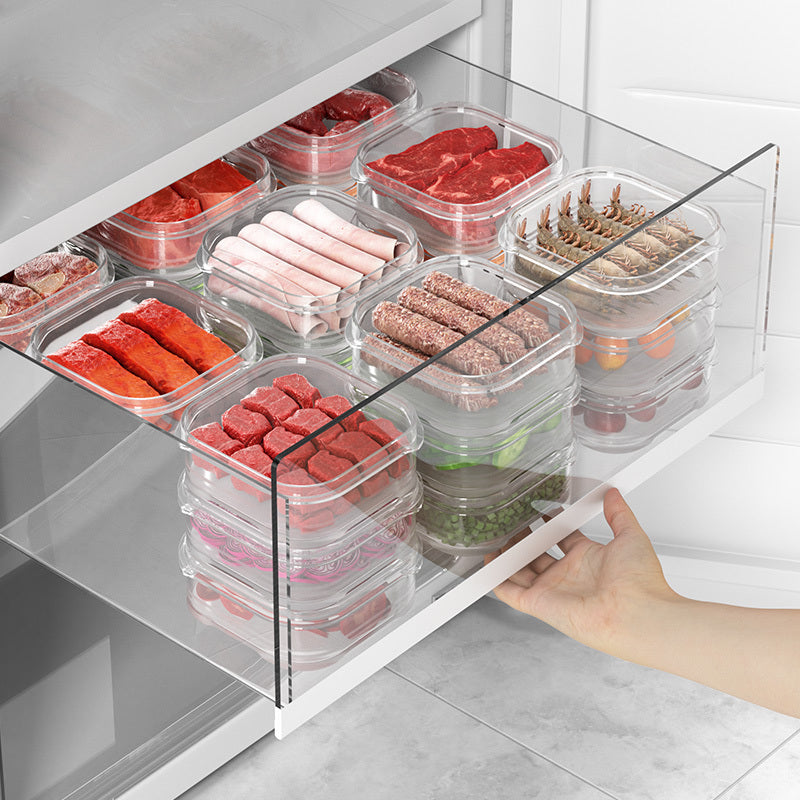 4/8/10pcs Clear Plastic Containers For Refrigerator With Lids, Food Storage Fresh-keeping Box, Dishwasher Safe, Fruit Vegetable Crisper, Dumpling Meat Ginger Garlic Green Onion Food Storage Containers, Home Kitchen Utensil