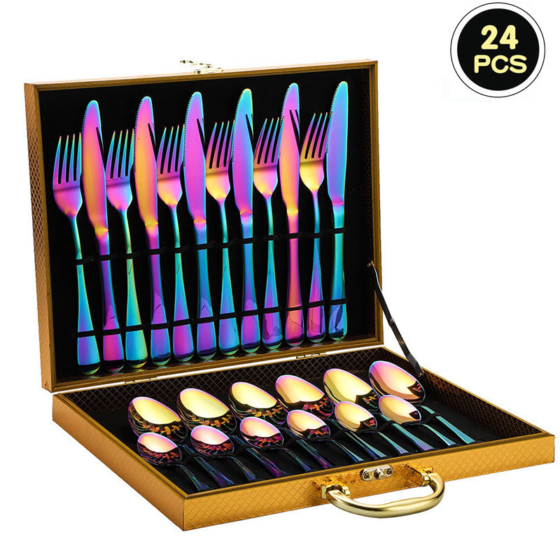 24-Piece 410 Stainless Steel Cutlery Set ? Mirror Polished Flatware for 6 People with Gift Packaging