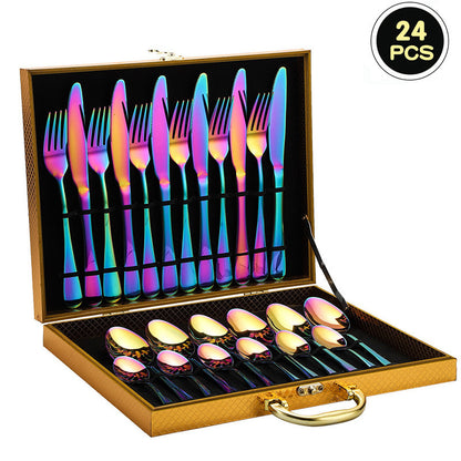 24-Piece 410 Stainless Steel Cutlery Set ? Mirror Polished Flatware for 6 People with Gift Packaging