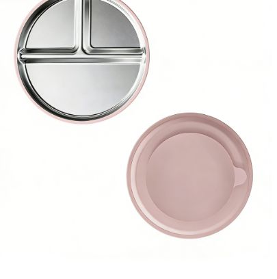 Food-Grade Stainless Steel Kids Plate ? Silicone Suction Base with Removable Compartments