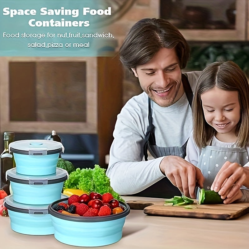 8pcs Set Foldable Food Storage Containers, Lunch Box with Cover, Microwavable And Dishwasher, for Back to School, Class, College, School Supplies, Kitchen Organizers And Storage, Kitchen Accessories