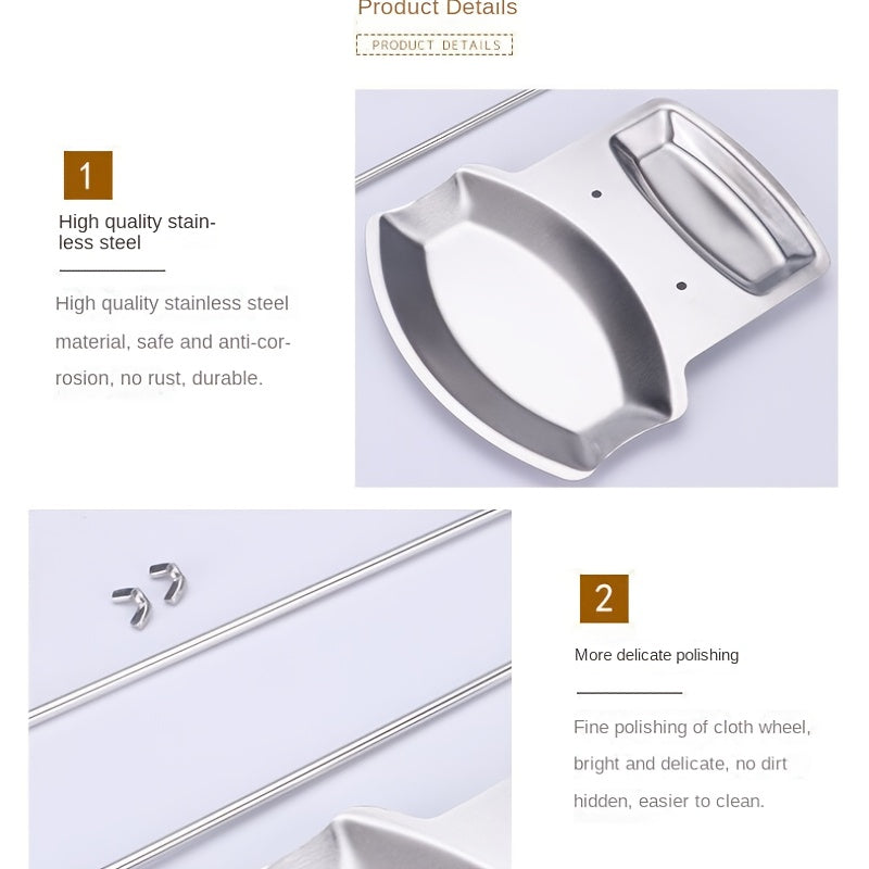 1pc Stainless Steel Pot Cover Rack, Household Kitchen Storage Rack, Pot Cover Storage Tray, Spoon Rack, Table Top, Seated With Tray