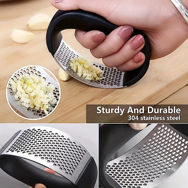 Stainless Steel Garlic Press - Easy-Clean, Multi-Functional Kitchen Gadget For Mincing & Crushing Garlic Garlic Crusher Garlic Mincer