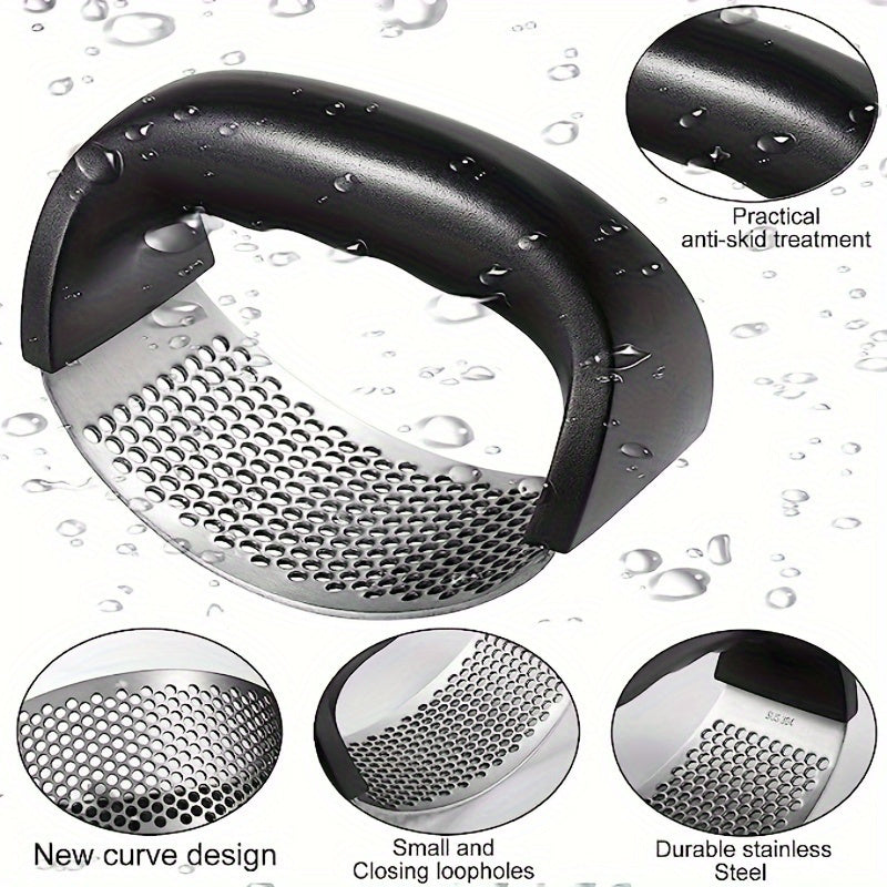 Stainless Steel Garlic Press - Easy-Clean, Multi-Functional Kitchen Gadget For Mincing & Crushing Garlic Garlic Crusher Garlic Mincer