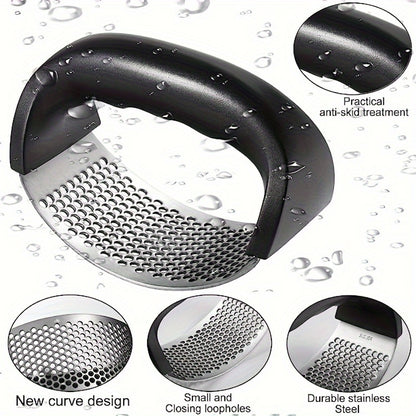 Stainless Steel Garlic Press - Easy-Clean, Multi-Functional Kitchen Gadget For Mincing & Crushing Garlic Garlic Crusher Garlic Mincer