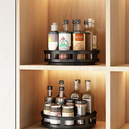 1pc Multifunctional Rotating Storage Rack With Adjustable Height And Spray Paint Finish - Perfect For Kitchen, Bathroom, And Countertop Organization For Restaurant
